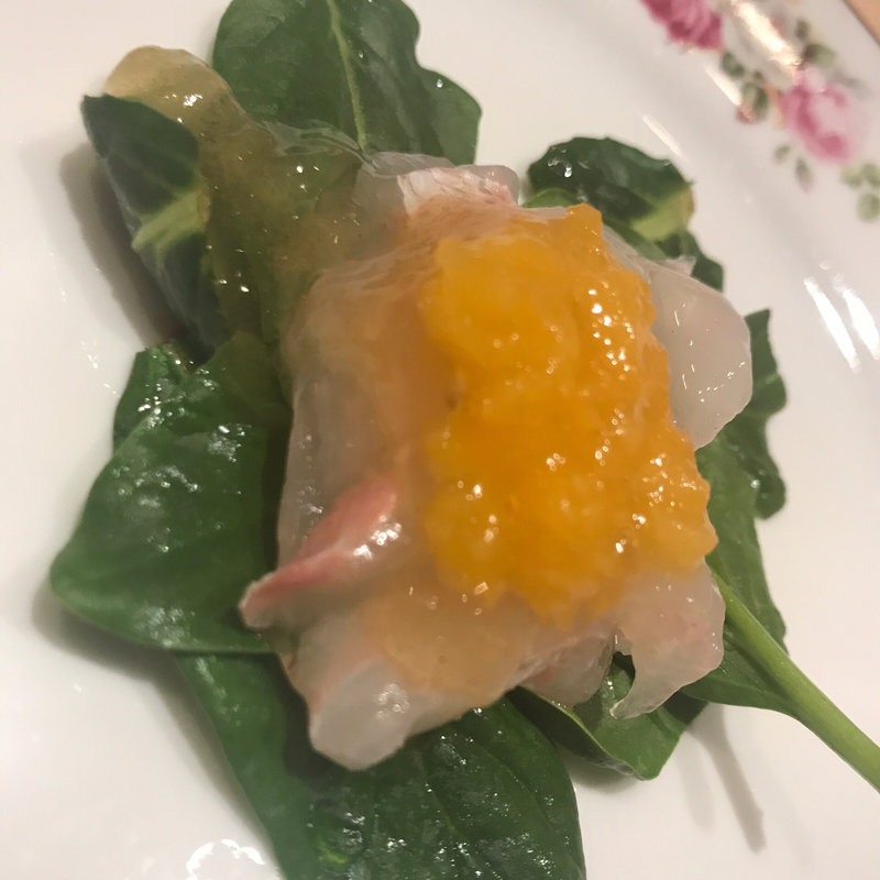 煎り酒ヒラメトマト餡(鮨 紺乃)