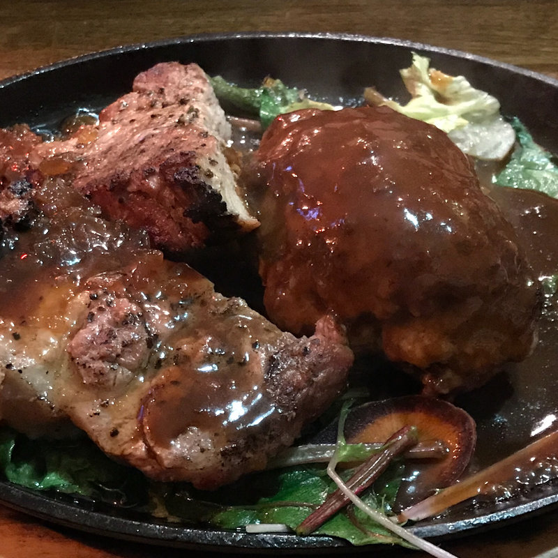 トンテキ+ハンバーグ 夜定食(気まぐれキッチン石橋)