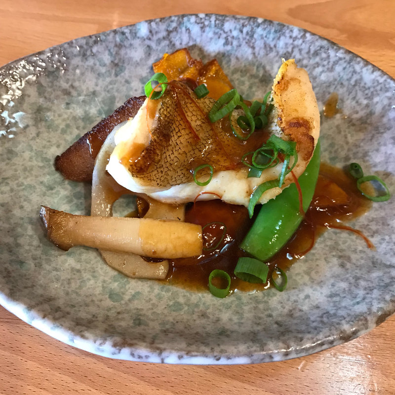 土日限定ランチコース 鮮魚の煎り焼きXO醬ソース(旬菜中房 和華（のどか）)