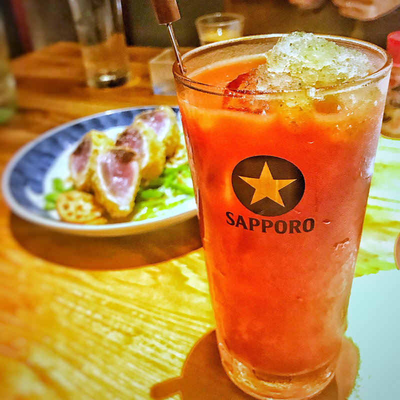 あらごしトマト酎ハイ紫蘇シャーベットのせ(鶴千)