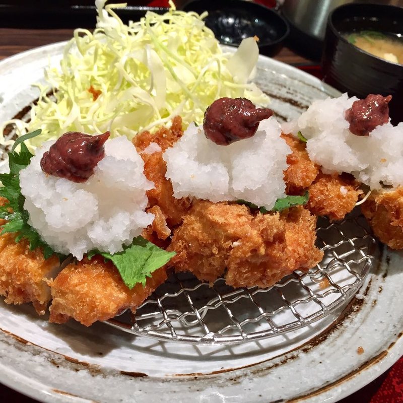 梅しそおろしのチキンかつ(とんかつとろろ善 かつ麦)