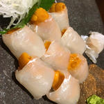 うにのひらめ巻き(酒佳蔵)