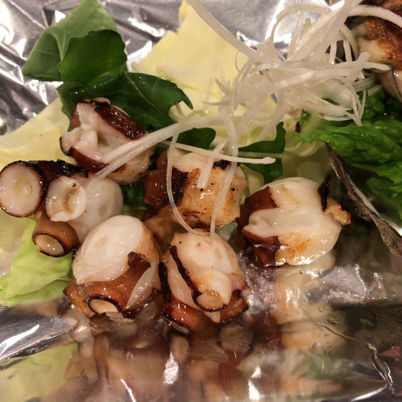 明石の真蛸の鉄板焼き(博多やきやき三輪)