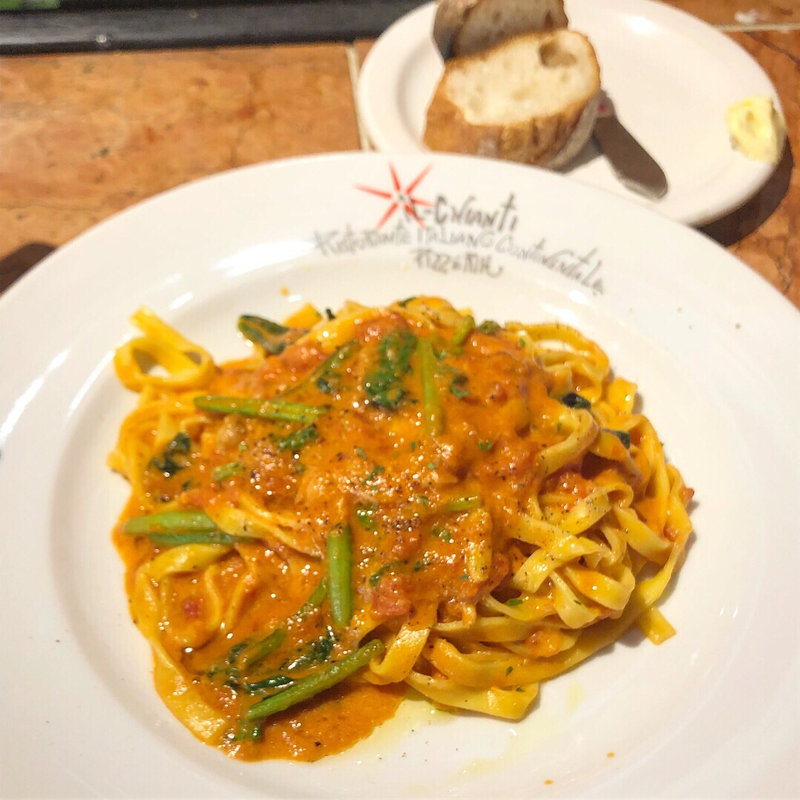 ほうれん草と蟹のトマトクリーム 生パスタ(イルキャンティ・フィレンツェ 豪徳寺)