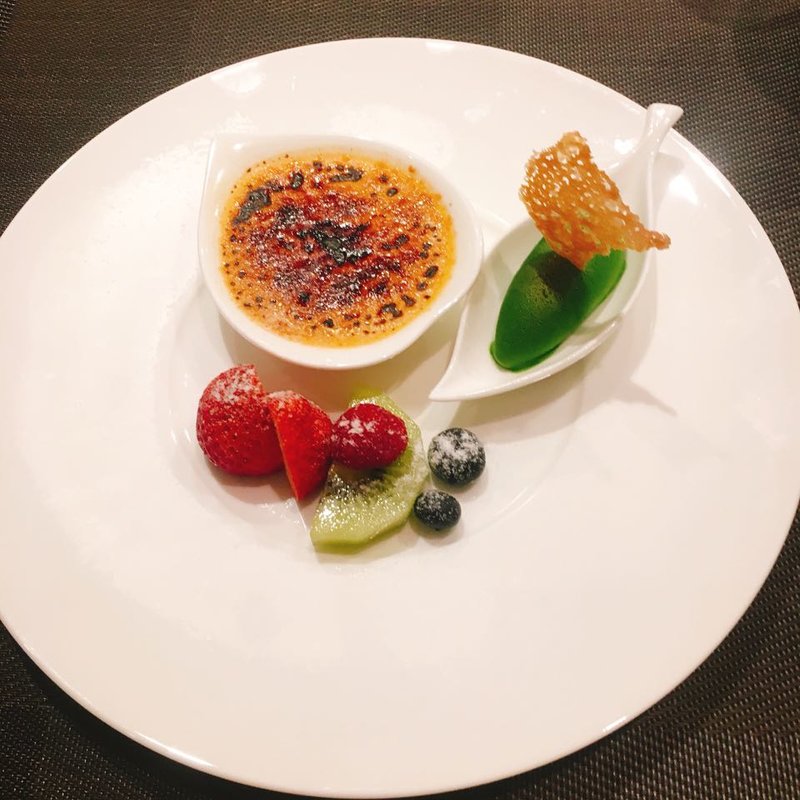 クレームブリュレと抹茶アイス(銀座 響 boeuf)