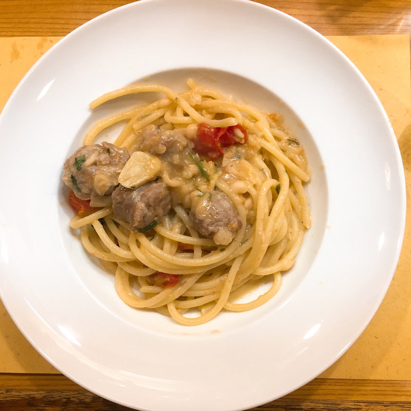 愛農ポークのサルシッチャスパゲティ(メゼババ )