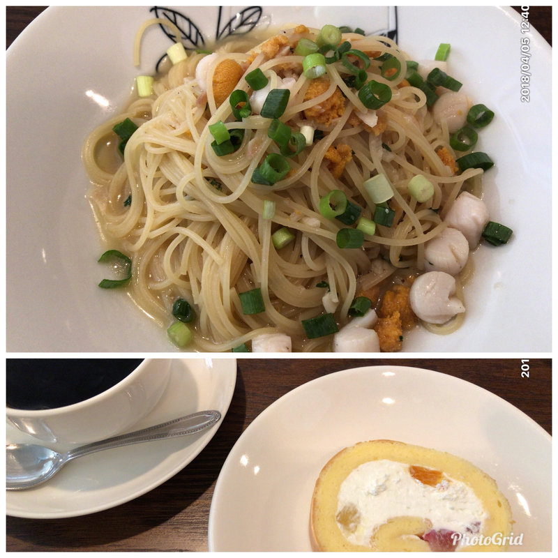 生ウニと小柱のパスタセット(Osteria Hana)