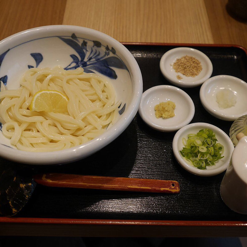 生醤油うどん(とり天ぶっかけと鴨釜うどん 麺匠 やしま)