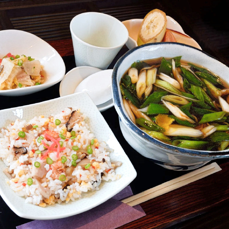 ねぎそば+定食(そば工房納屋 )