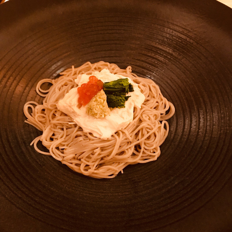 湯葉のせ豆乳蕎麦(酒彩蕎麦 初代)