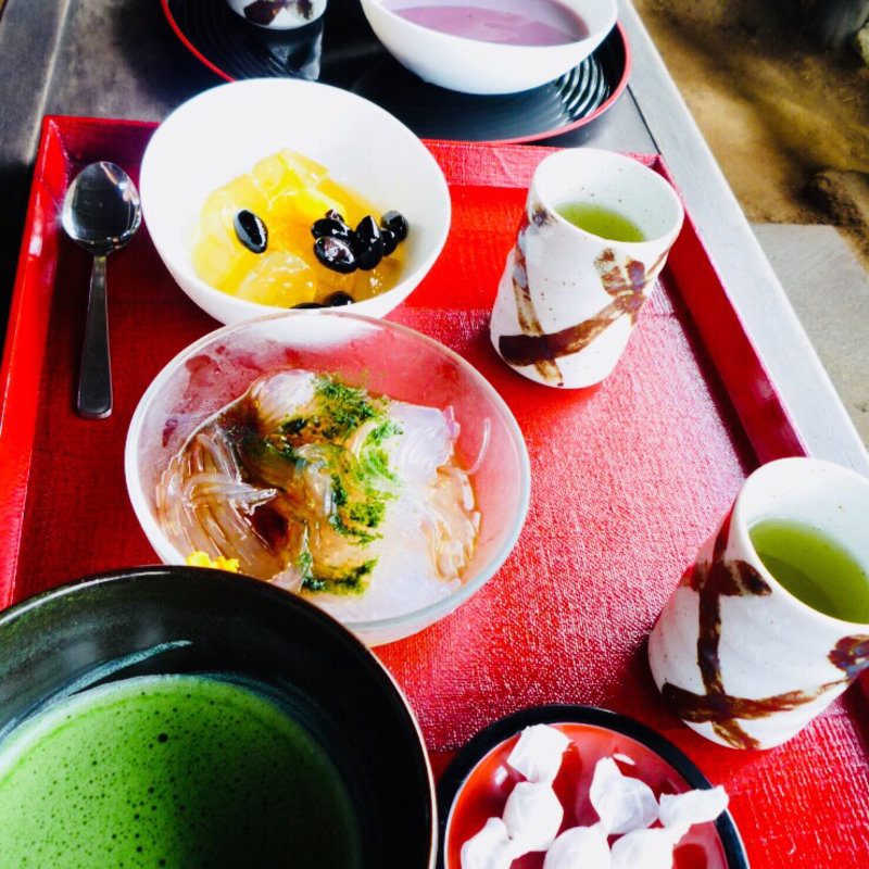 抹茶、心太、柚子寒天、冷汁粉(弁天堂茶屋)