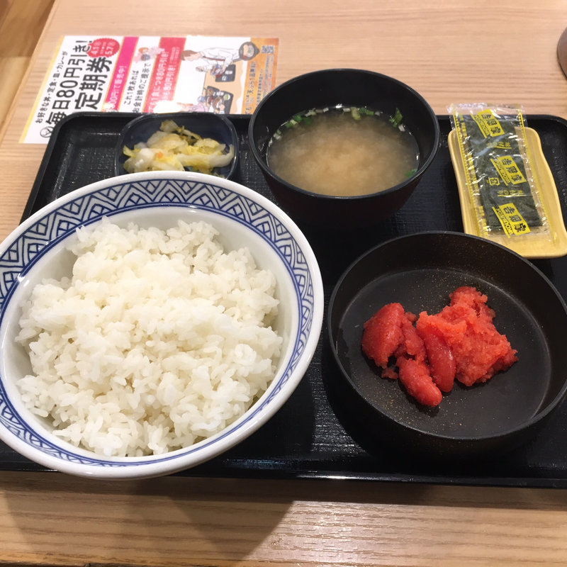 辛子明太子定食ご飯大盛(吉野家 札幌狸小路店)