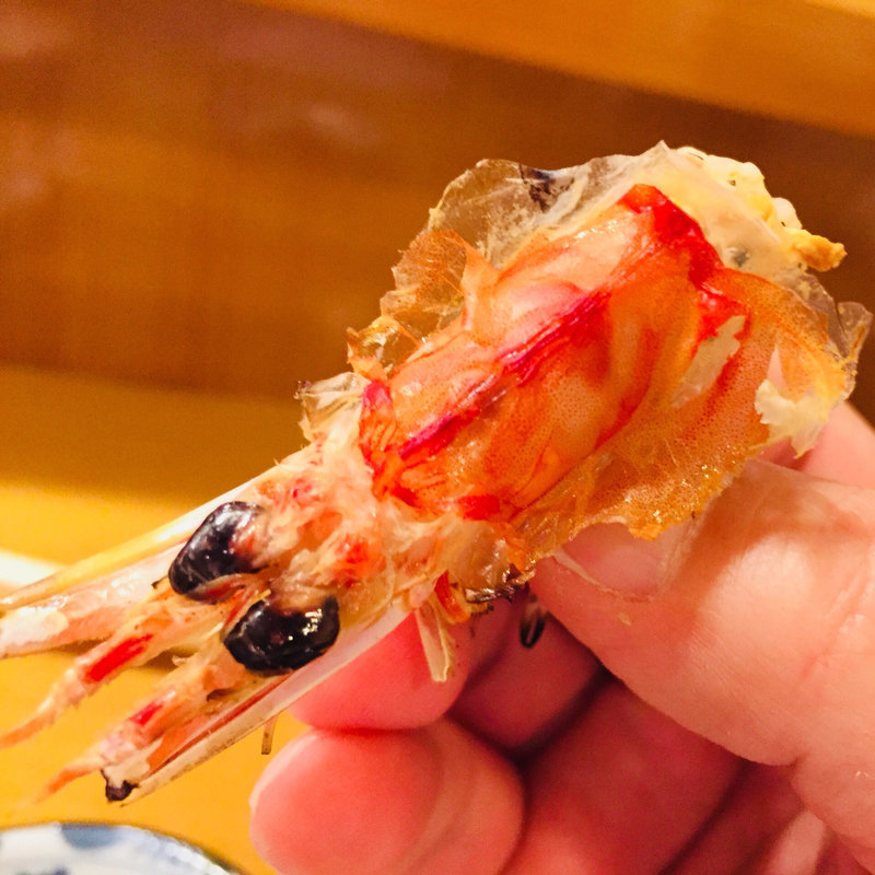 活き車海老の頭の素揚げ(すし正 )