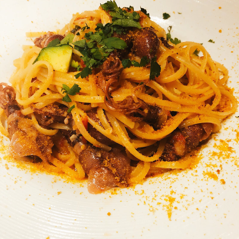 ホタルイカとカラスミのアーリオオーリオ(トラットリア ピッツェリア アレグロ梅田店)