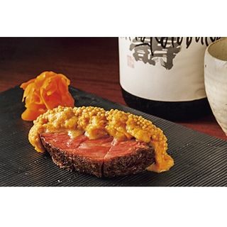 黒毛和牛カイノミ 泡醤油と粒マスタード(肉料理 それがし)