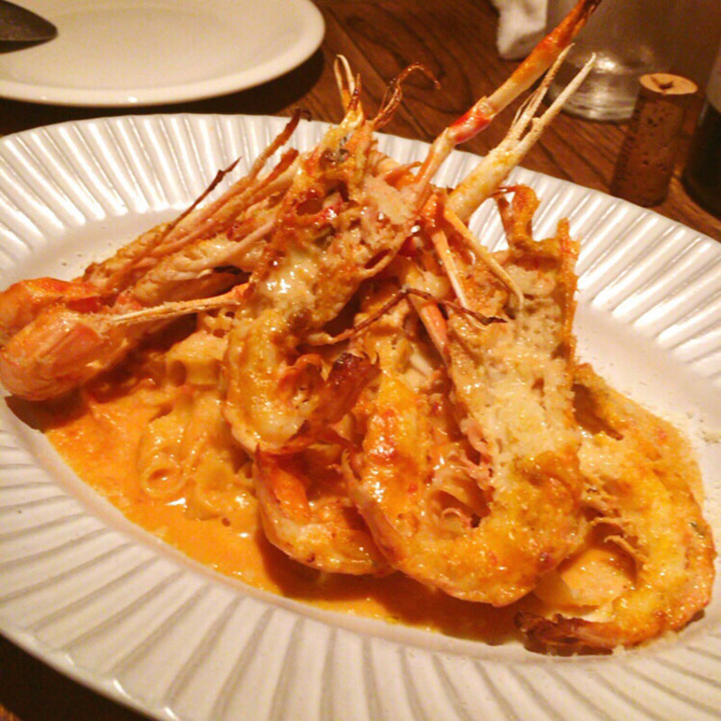 タリアッテレ手長エビのトマトクリームソース(イタリア料理 Ore beate (オーレベアーテ))