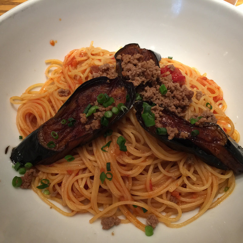 茄子と挽肉のペペロンチーノ(すぱじろう 赤坂)