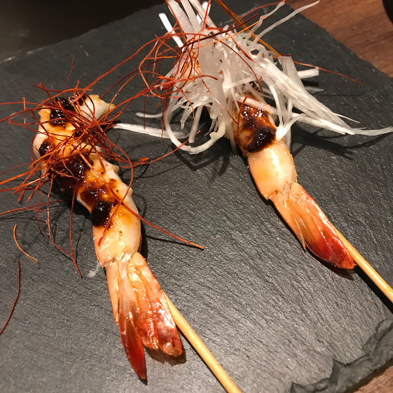 天使のエビ 辛ソースと共に(石焼地鳥 石庵 先斗町店 （いしやきじどり いっしゃん）)