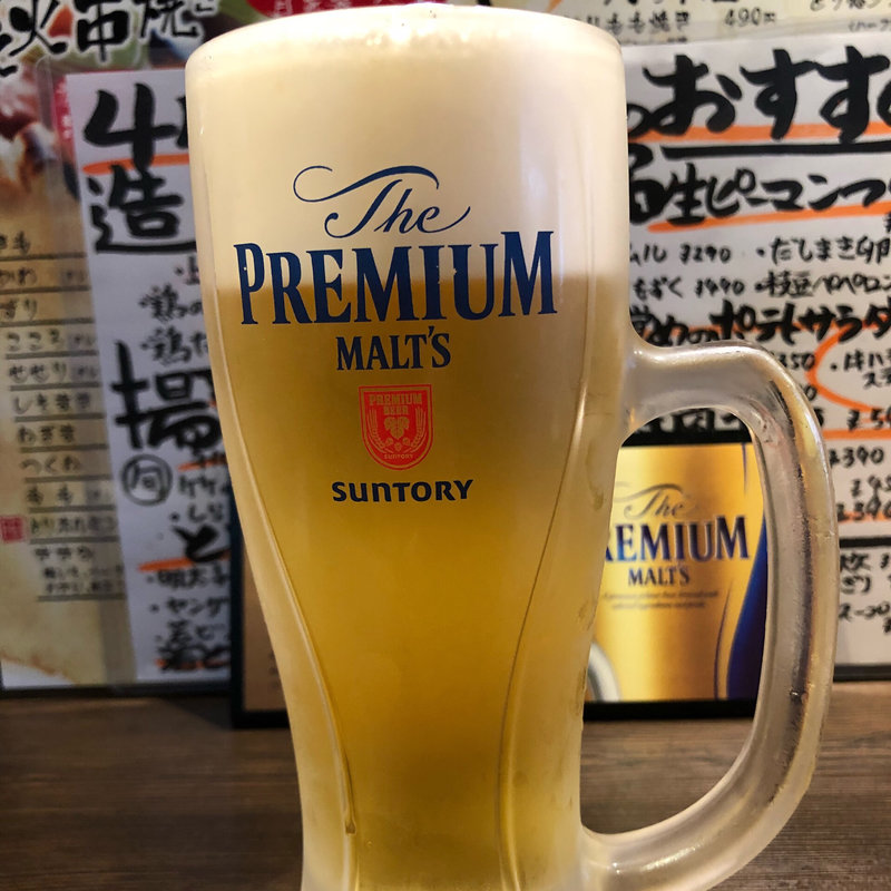 生ビール 中(備長炭火焼  とり悠)