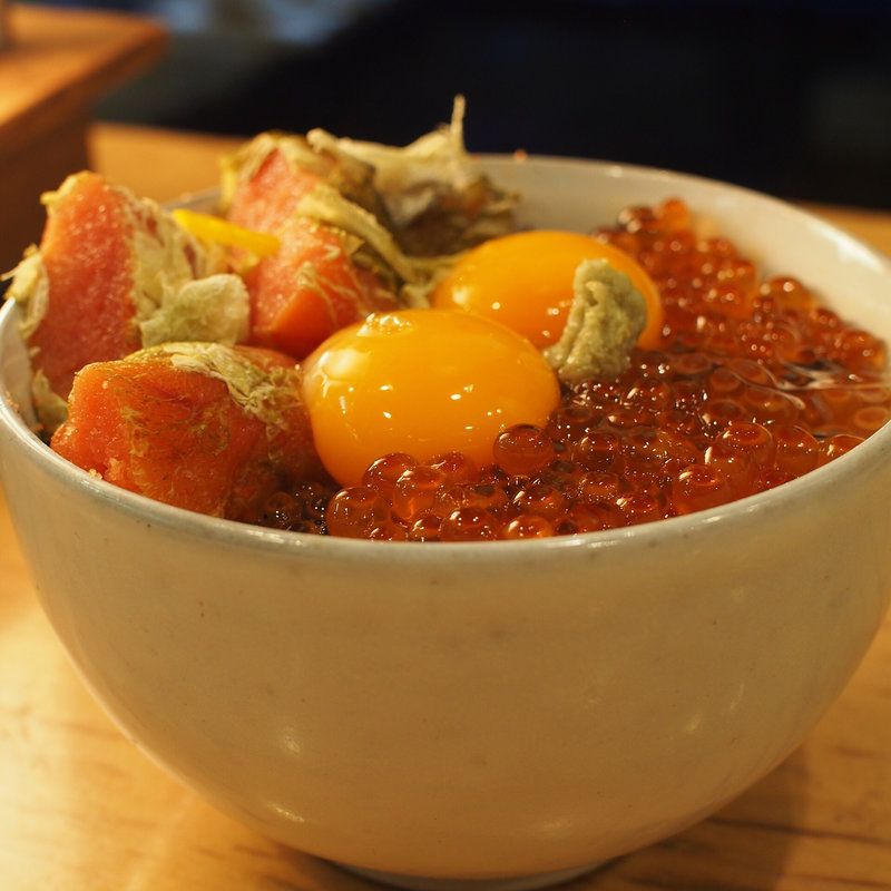 卵かけご飯「3.5」(泳ぎいか・ふぐ・いわし・大阪懐石料理・遊食遊膳 笹庵 （ささあん）)