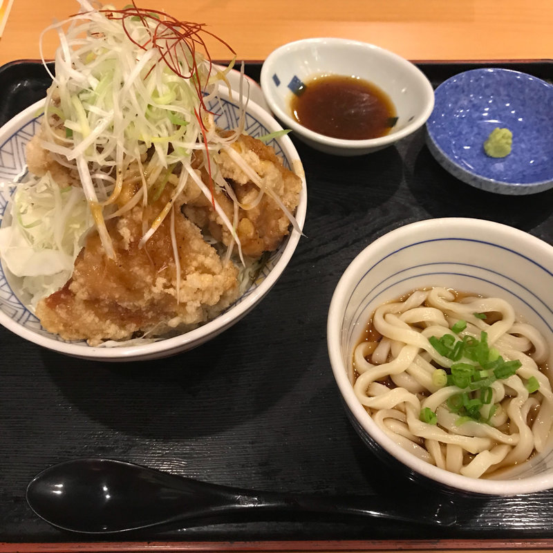 たっぷりねぎの山賊丼セット(大判唐揚げ4個)(夢庵 新座片山店)