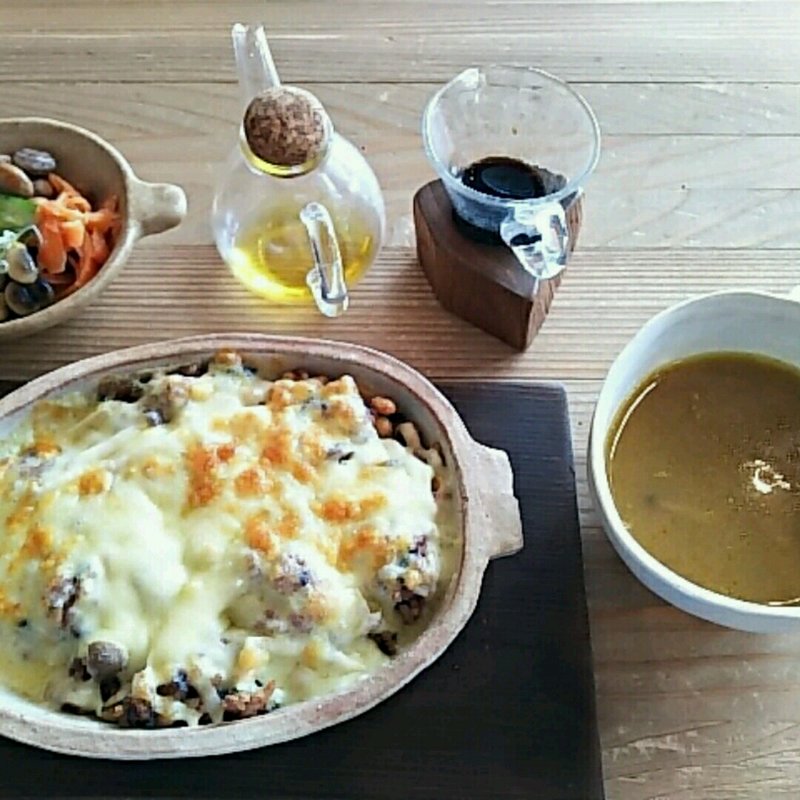 納豆ピザライス(自分発芽 )