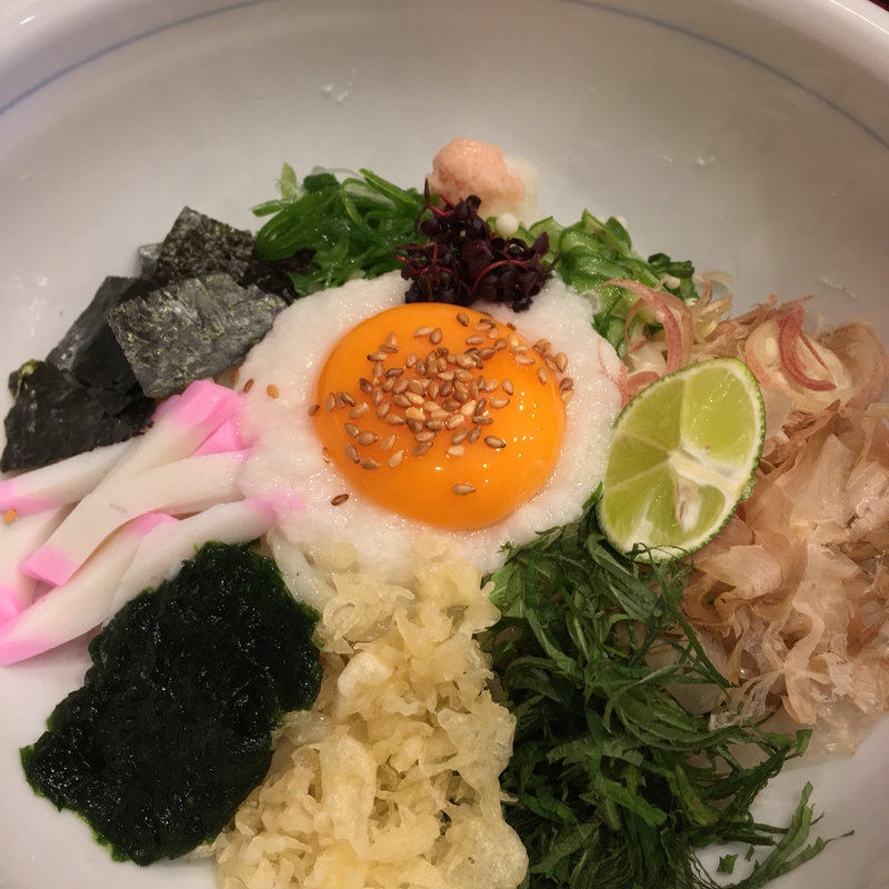 薬味ぶっかけうどん(らんまる 目黒不動尊)