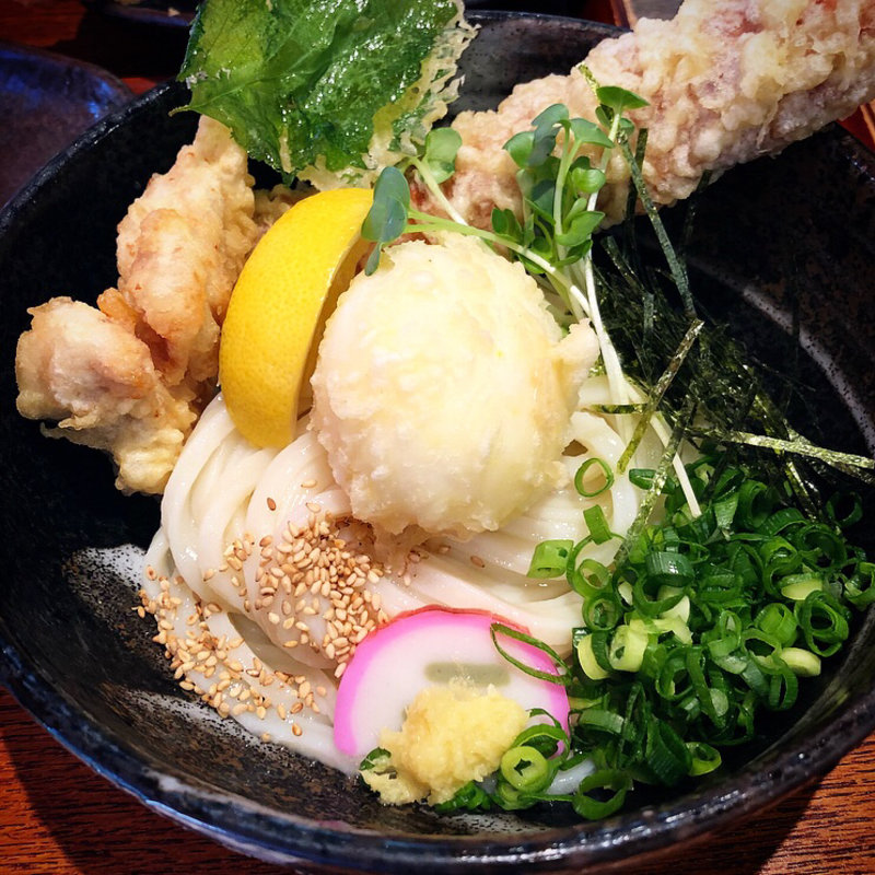 ちく天・半熟玉子天ぶっかけ(うどんや ぼの )