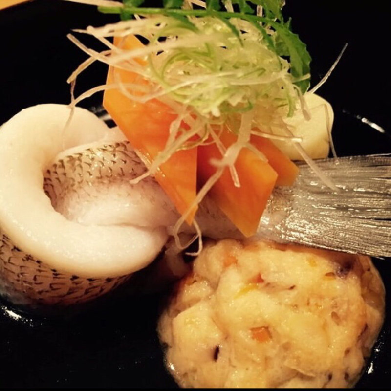 椀物（鹿児島産結びキス、手造り飛竜頭、矢場人参、ホワイトアスパラガス）(料理 澤)