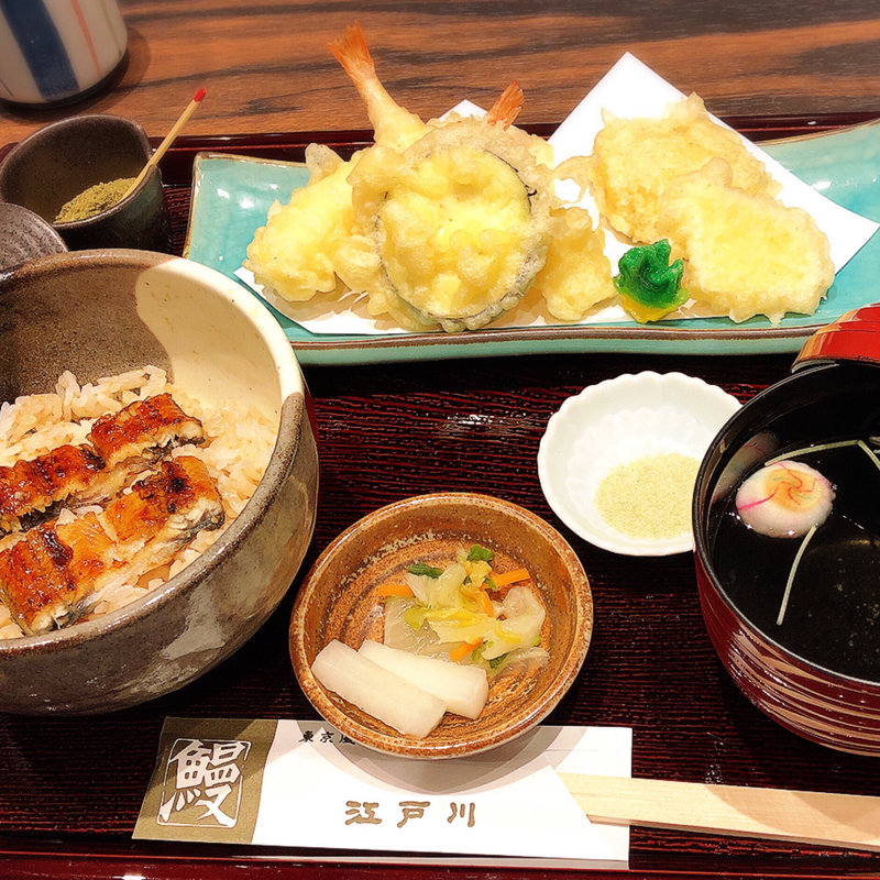 うなぎ屋さんの天ぷらランチ(うなぎ料理 江戸川 KITTE博多店)