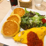 パンケーキ&きのこチーズオムレツ(幸せのパンケーキ 横浜中華街店)