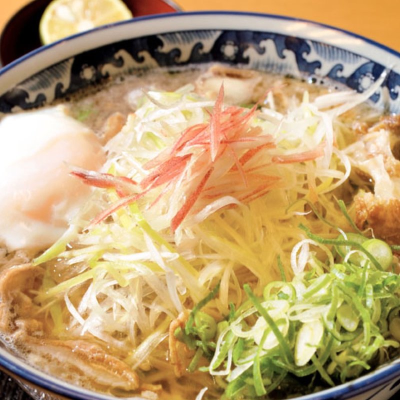 かすうどん、温泉玉子(麦の城 )