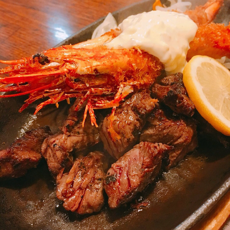 サイコロステーキ膳(肉食堂つぼかわ)