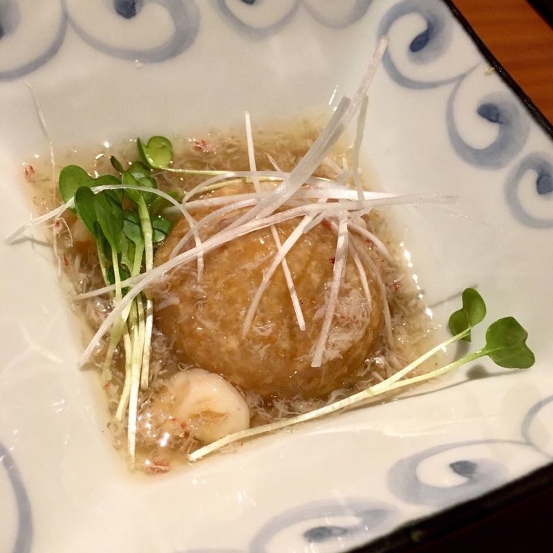 れんこん饅頭のカニ身あんかけ(はる好し庭)