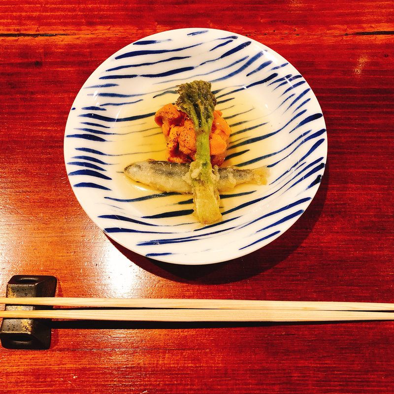 雲丹と稚鮎のあんかけ(不風流)