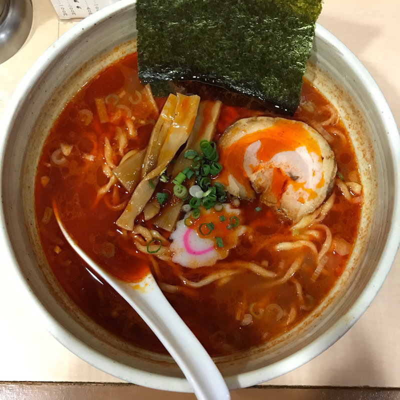 鰹ラー油の辛いらーめん（6辛）(らーめん・つけめん たつみ)