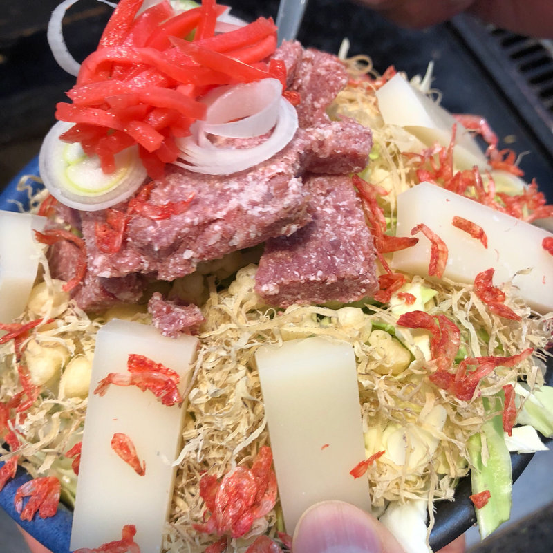コンビーフ餅チーズもんじゃ(五平)