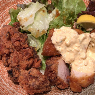 揚げ鶏定食(から揚げとチキン南蛮)(博多揚げ鶏と水炊きの森川)