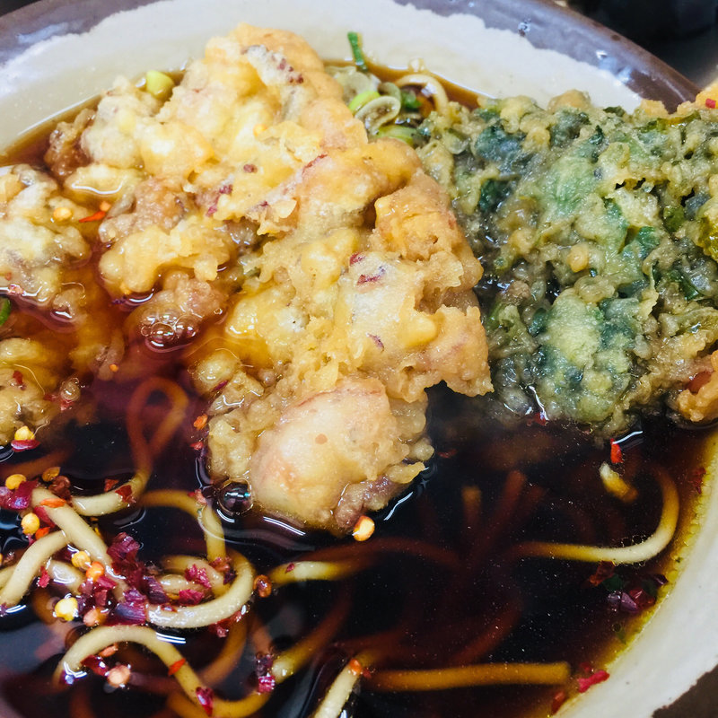 ゲソ天&春菊天そば(岩本町スタンドそば 秋葉原店 （いわもとちょうすたんどそば）)