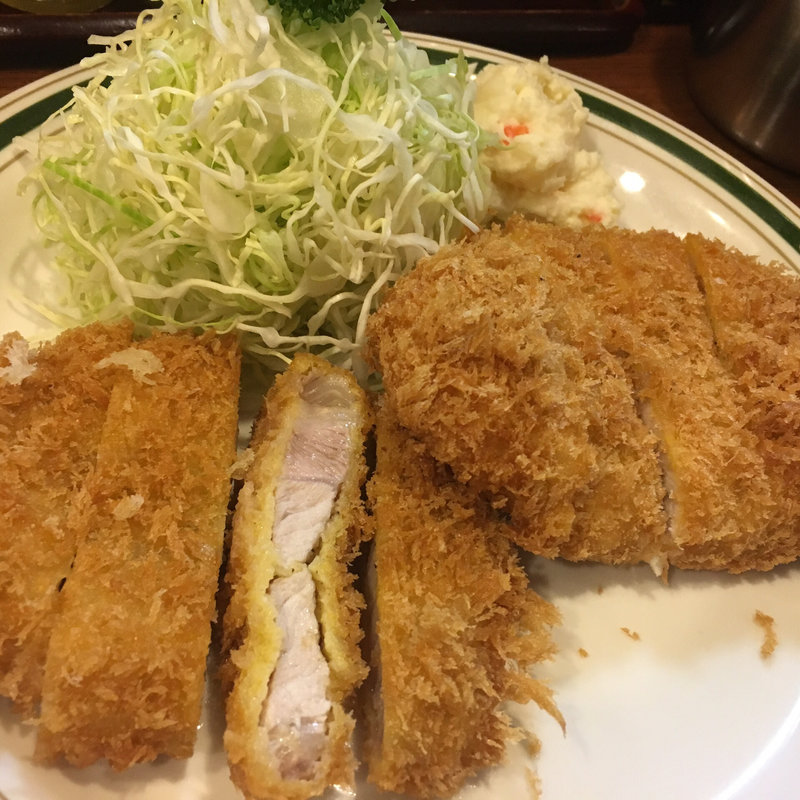 肉増しもち豚ロースカツ定食、カレーちょいかけ(かつれつ四谷たけだ )