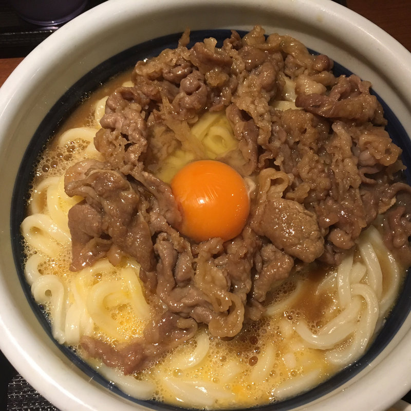 牛すき釜玉肉増し大(丸亀製麺一之江)