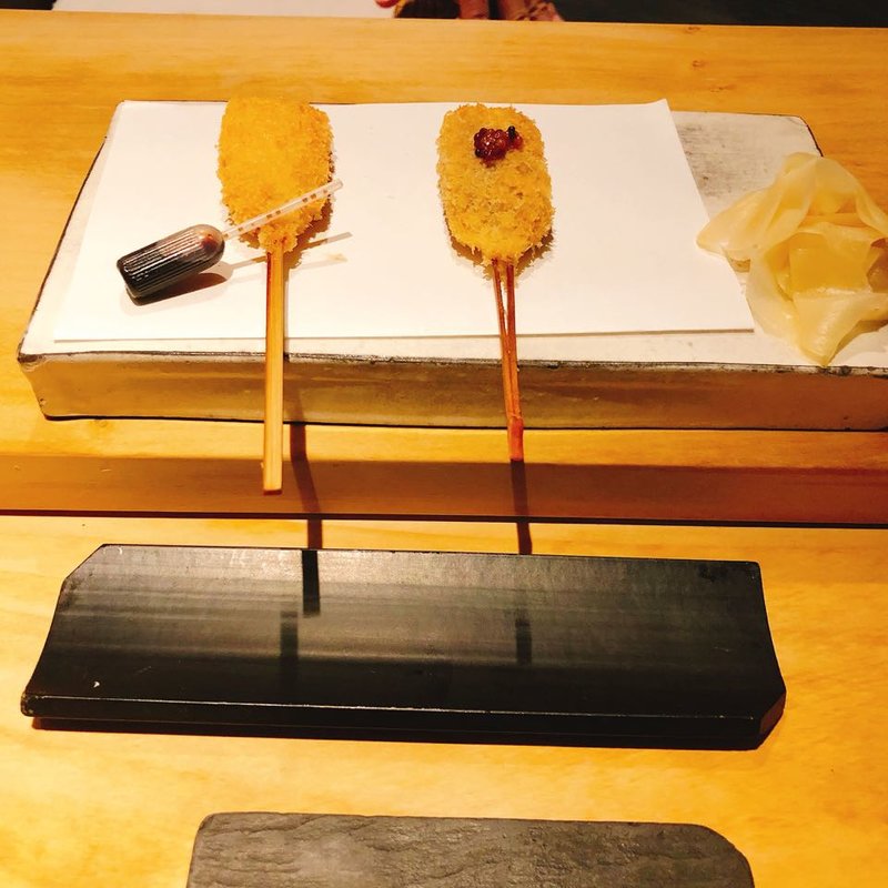 豚ロースと牛ヒレの串揚げ(中目黒いぐち上ル)