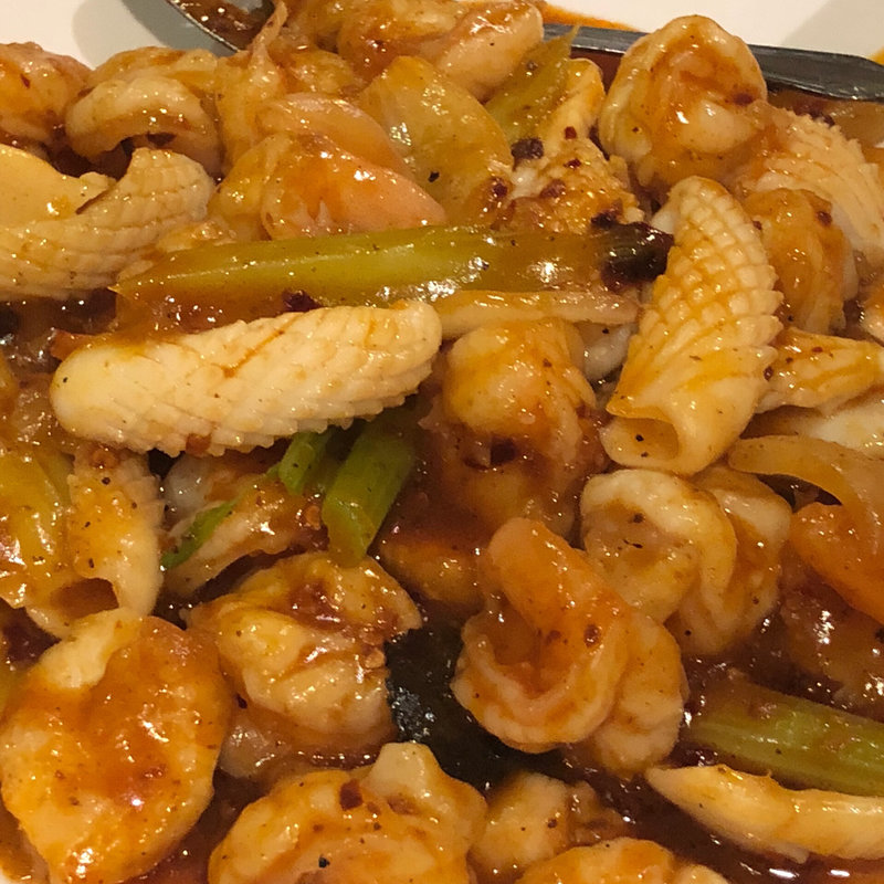 三種の海鮮スパイスー炒め(本格 中華料理 陳家私菜 赤坂1号店)