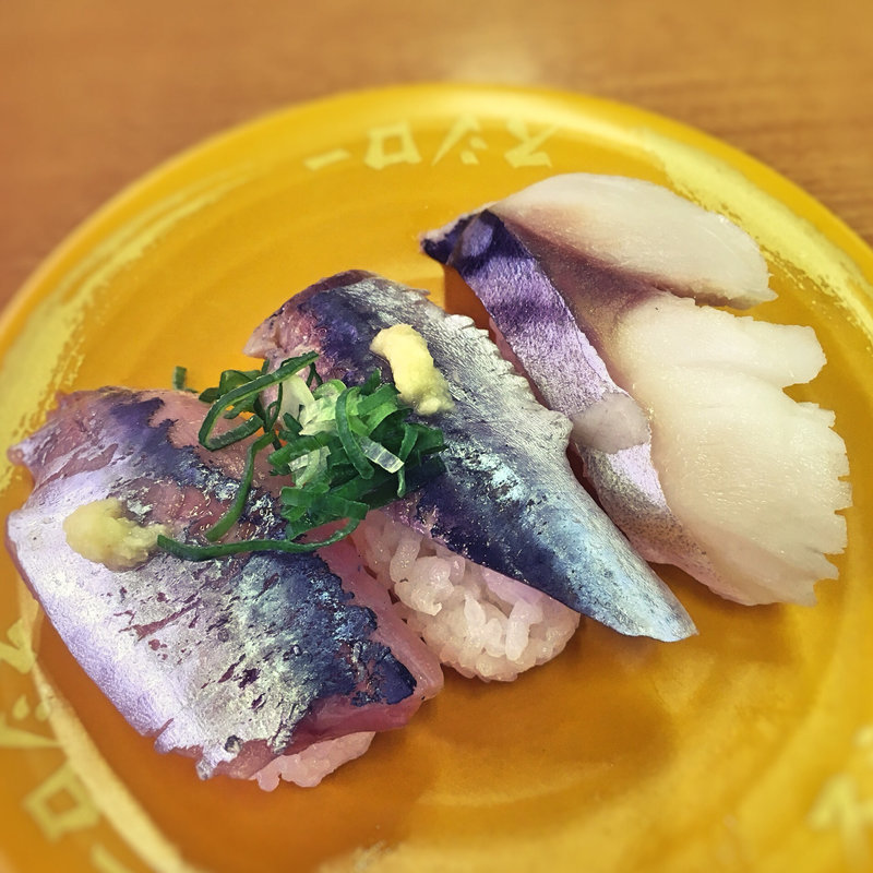 光もの3貫盛り(あじ、いわし、〆さば)(スシロー 福岡野方店)