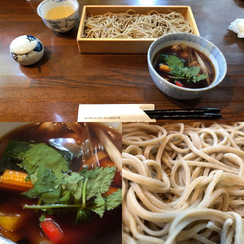 鴨団子と夏野菜のつけ汁蕎麦(手打蕎麦割烹 山せみ)