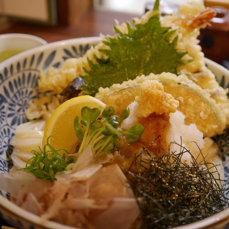 焼きナスの入った海老天おろしぶっかけうどん(うどん 蔵十 （くらじゅう）)