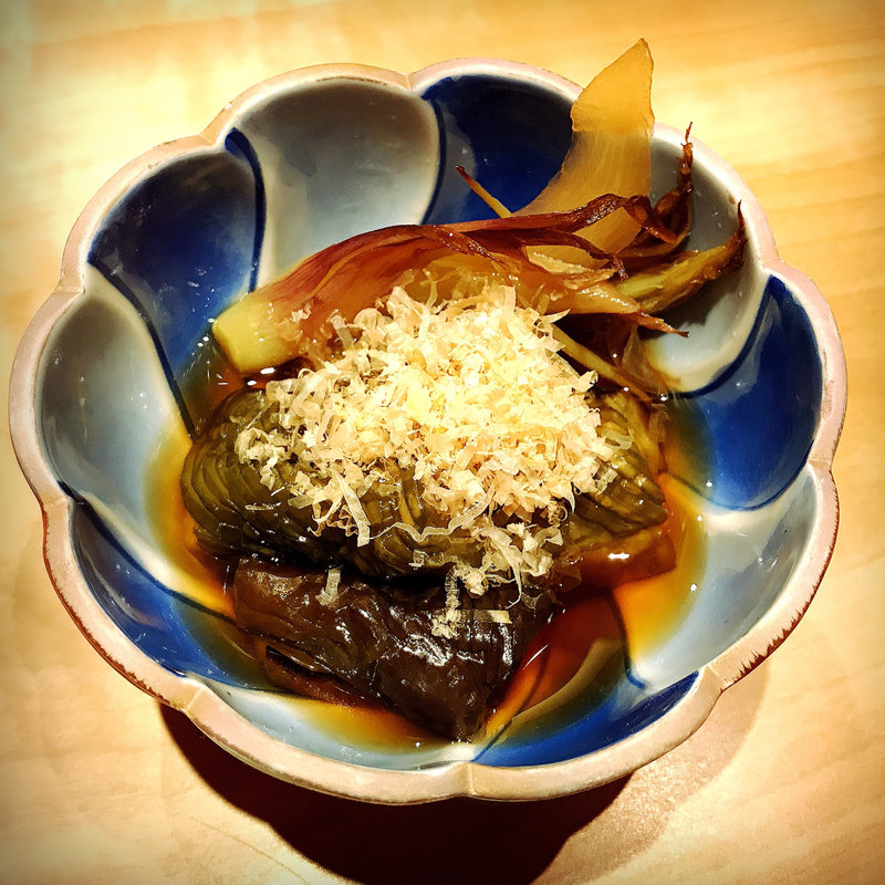 熊本産長茄子の焼きびたし(馬刺料理と季節の割烹 そま莉)