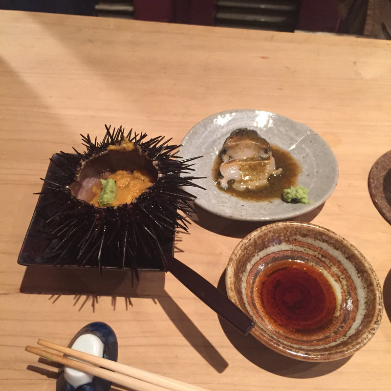 雲丹と鮑(鮨処 小松)