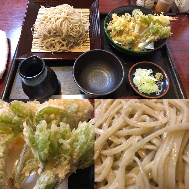 春野菜と海老の天ぶら付そば(手打ちそば二丘)