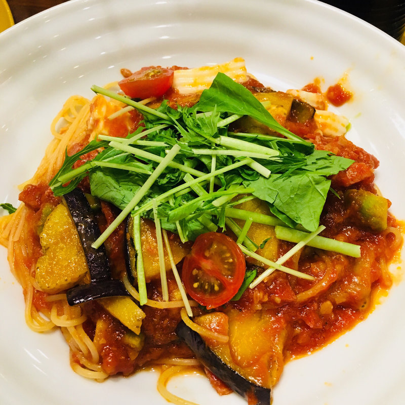 賀茂茄子とモッツァレラの夏野菜トマトソース(京野菜スパゲティー 先斗入ル 渋谷公園通り店)